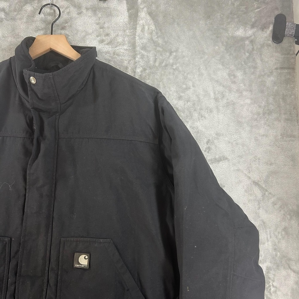 Carhartt Jacket Mens Large Black Canvas Full Zip Insulated Workwear Parka J174 - Picture 3 of 16